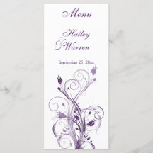 Purple and White Floral Menu Card