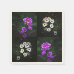 Purple and White Floral Napkin