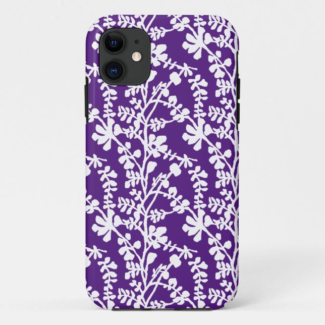Purple And White Floral Repeating Pattern Case-Mate iPhone Case (Back)