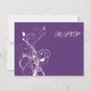 Purple and White Floral RSVP Card