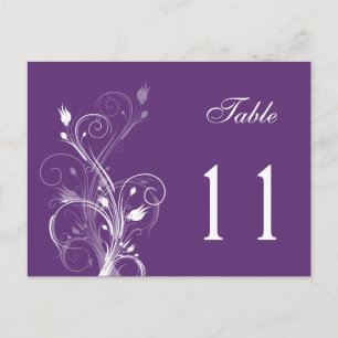 Purple and White Floral Table Number Post Card