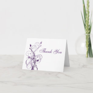 Purple and White Floral Thank You Note Card