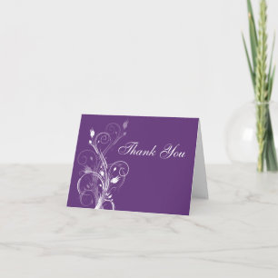 Purple and White Floral Thank You Note Card 2