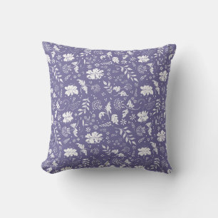 Purple and White Floral Throw Pillow