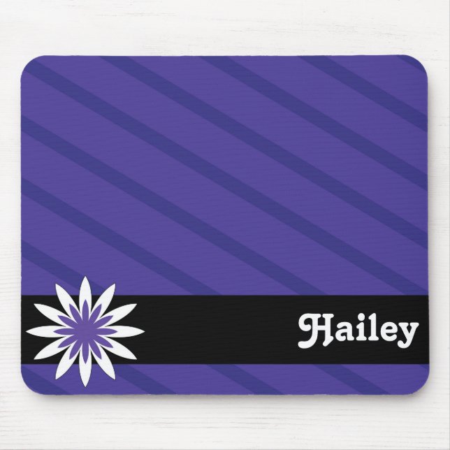 Purple and white flower monogram mousepad (Front)