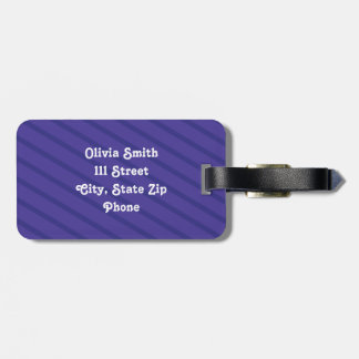 Purple and white flower stripes luggage tag