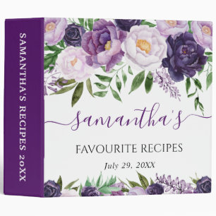 Purple and White Flowers Recipes Photo Album Binder