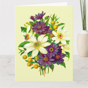 Purple and White Flowers w/Quotation Card