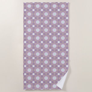 Purple and white geometric floral patterned  beach towel