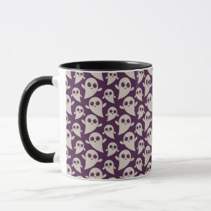 Purple and White Ghost Pattern Halloween Mug
