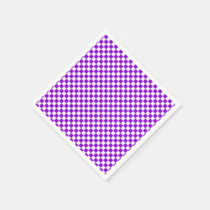 Purple And White Gingham Chequered Napkin