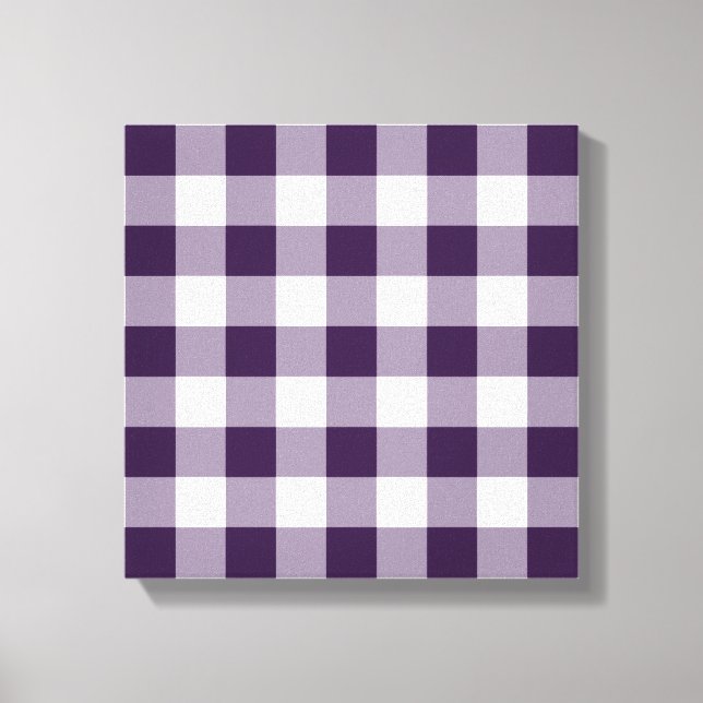 Purple and White Gingham Pattern Canvas Print (Front)