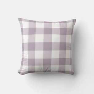 Purple and White Gingham Pattern Chequered Outdoor Pillow