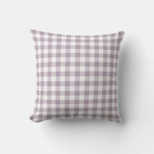 Purple and White Gingham Pattern Chequered Outdoor Pillow