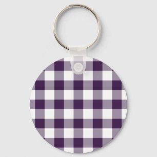 Purple and White Gingham Pattern Keychain