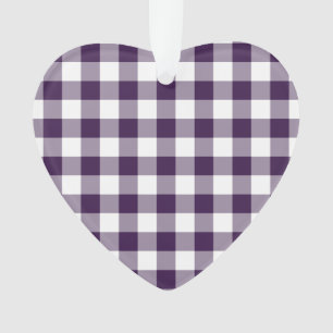 Purple and White Gingham Pattern Ornament