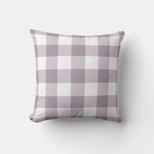 Purple and White Gingham Pattern Throw Pillow