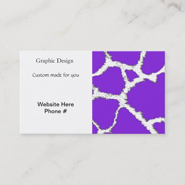 Purple and White Giraffe Pattern Business Card (Front)