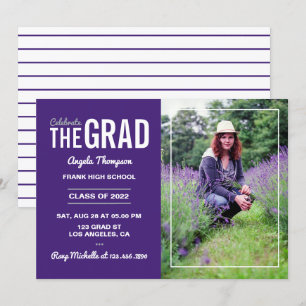 Purple and White Graduation Party Invitation