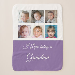 Purple and white Grandma photo collage Sherpa Blanket