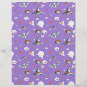 Purple and White Halloween pattern scrapbooking