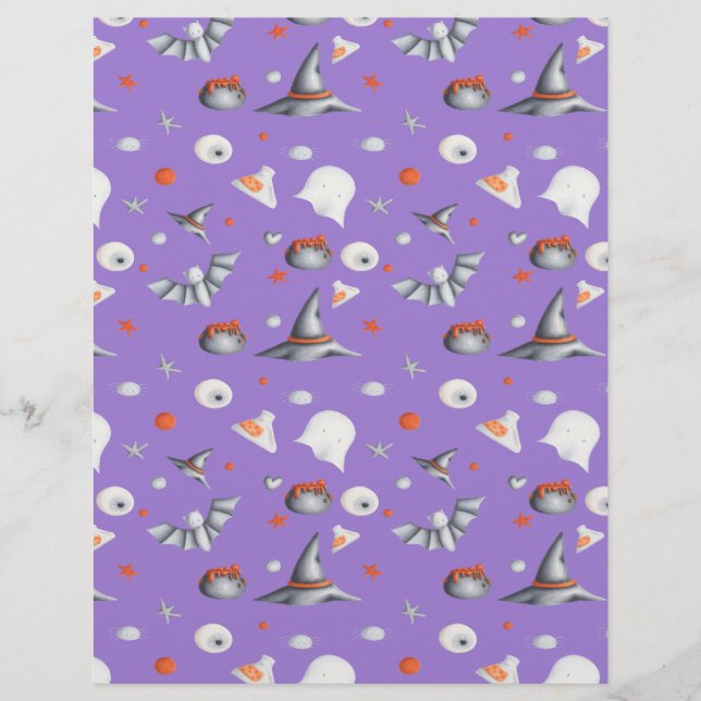 Purple and White Halloween pattern scrapbooking (Front)
