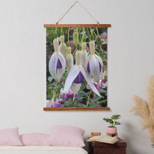 Purple and White Hanging Fuchsia Floral Tapestry