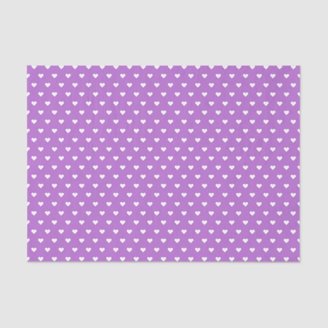Purple and White Hearts | Custom Tissue Paper (Front)
