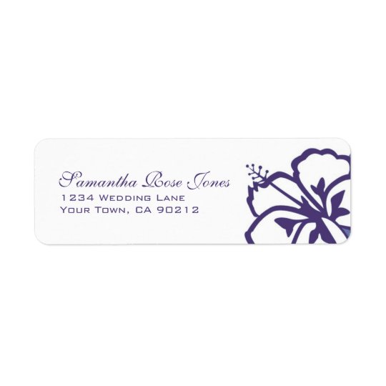 Purple and White Hibiscus Flowers Custom Address Return Address Label