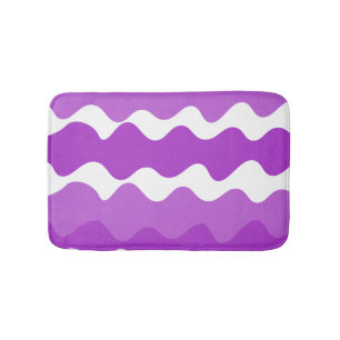 Purple and white horizontal waves pattern  bath mat