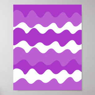 Purple and white horizontal waves pattern  poster