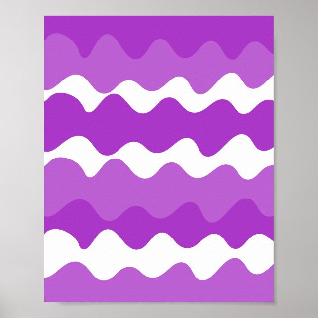 Purple and white horizontal waves pattern  poster (Front)