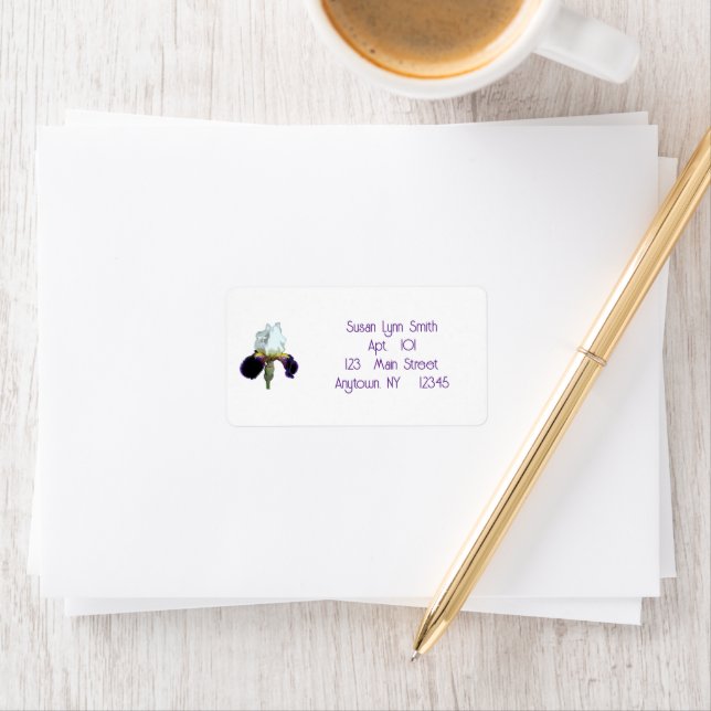Purple and White Iris Address Shipping Labels (Insitu)
