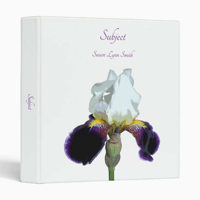 Purple and White Iris Binder (Front/Spine)