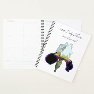 Purple and White Iris Daily Planner