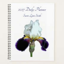 Purple and White Iris Daily Planner