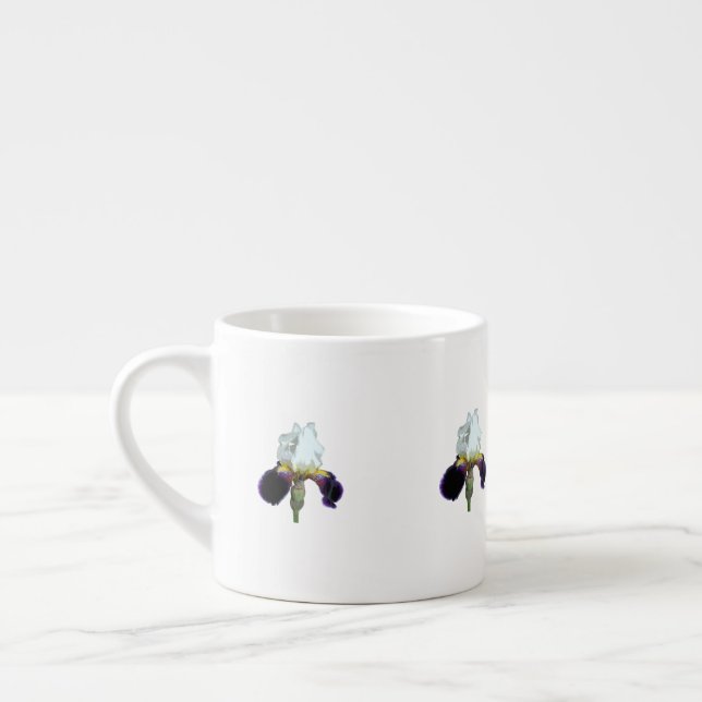 Purple and White Iris Espresso Mug (Left)