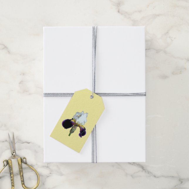 Purple and White Iris  Gift Tags (With Twine)
