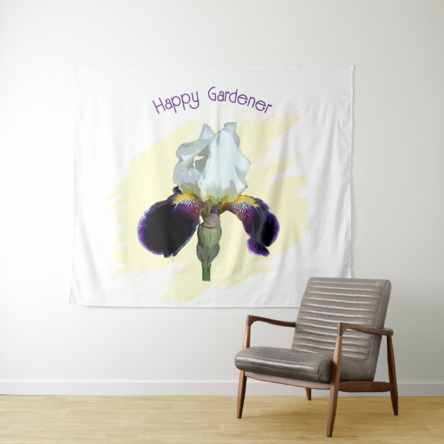 Purple and White Iris Tapestry (In Situ (Horizontal))