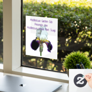 Purple and White Iris Window Cling