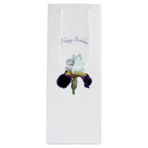 Purple and White Iris Wine Gift Bag