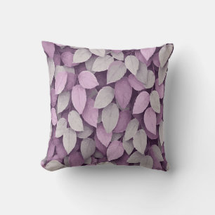 Purple and White Leaf Pattern Modern Botanical Throw Pillow