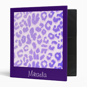 Purple and White Leopard Print Customizable Binder
