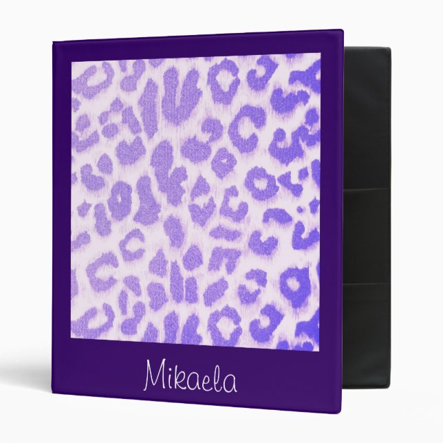Purple and White Leopard Print Customizable Binder (Front/Inside)
