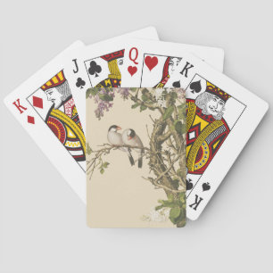 Purple and White Lilacs with Bird Chinese Antique Playing Cards