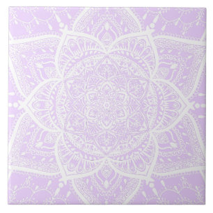 Purple and White Mandala - Loergann in Lilac Tile