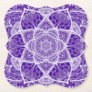 Purple and White Mandala - Loergann in Squid Paper Coaster