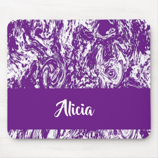 Purple and white marble print mouse pad (Front)
