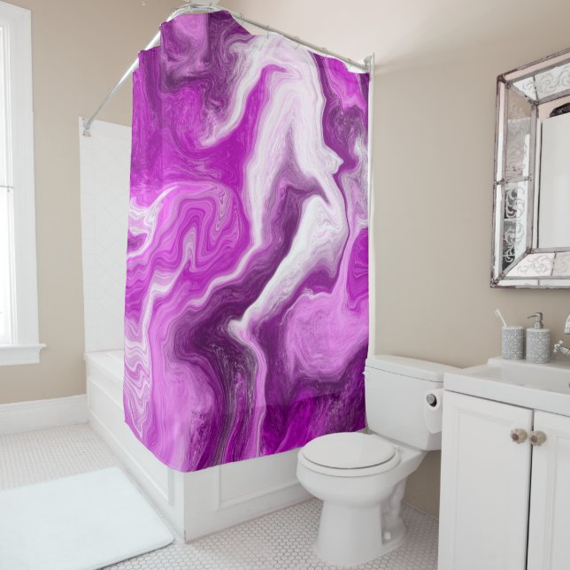 Purple and White Marble Swirls Fluid Art (In Situ)