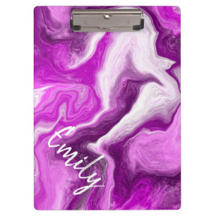 Purple and White Marble Swirls Personalized  Clipboard